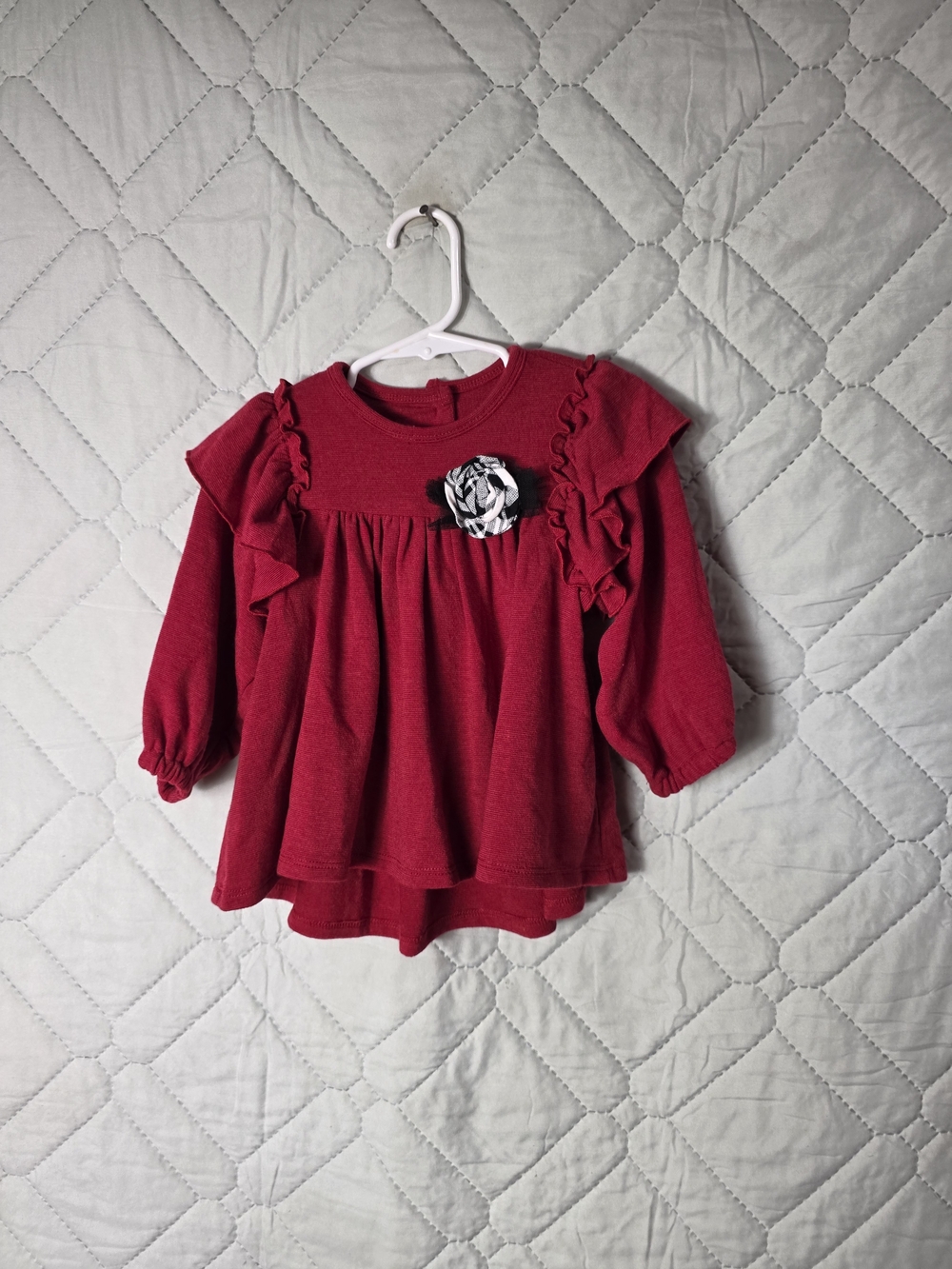 Bonnie Baby Red Sweater Cable knit Tunic Dress 12 Months